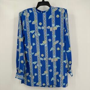 Gay Boyer Womens‎ Blouse Top Size 4 US L Vintage Nautical Coastal Grandmother